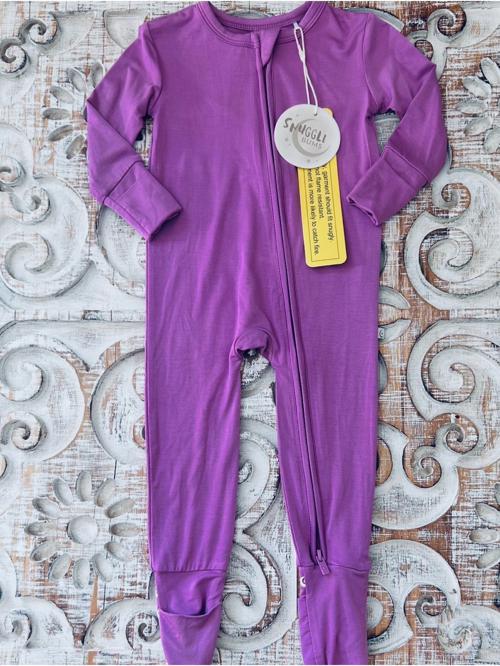 Snuggle Bums Purple Bamboo Convertible Zippy Baby One-Piece